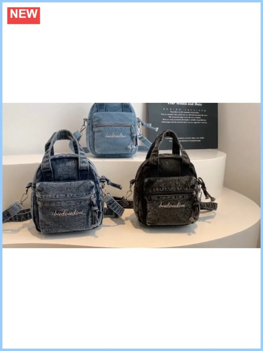 Vintage Y2K Convertible Denim Crossbody Bag Mini Shoulder Handbag